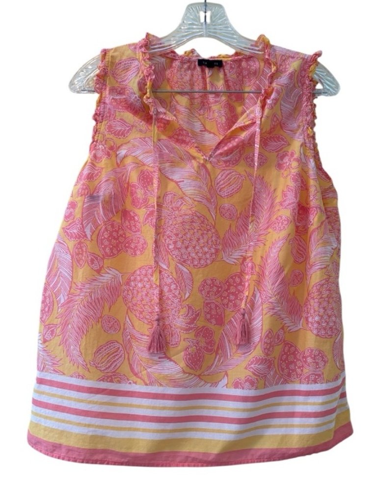 Pink And Yellow Ruffled Relaxed Blouse